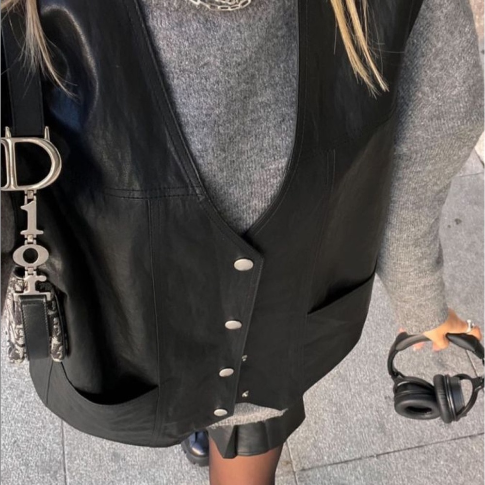 Leather oversized vest